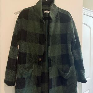 Carve Designs Green and Black Checkered Teddy Jacket